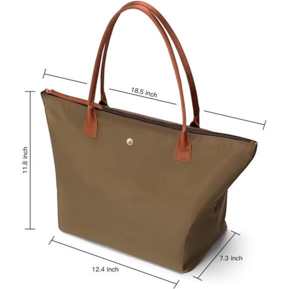 Dark Green Shoulder Tote Bag for Women, Nylon Top-Handle Purse, Foldable  Bags‎ - Picture 3 of 4